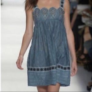 BCBGMaxazria Runway Blue Embroidered Sun Dress